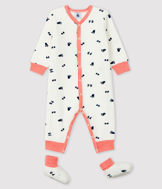 Ensemble nuit bébé en bouclette éponge blanc MARSHMALLOW/bleu MEDIEVAL