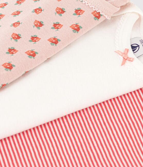Set van 3 body's met korte mouwen en bloemenprint in katoen variante 1