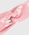 Babyhoofdband van katoenen gaas met bloemenprint roze CHARME/wit MARSHMALLOW