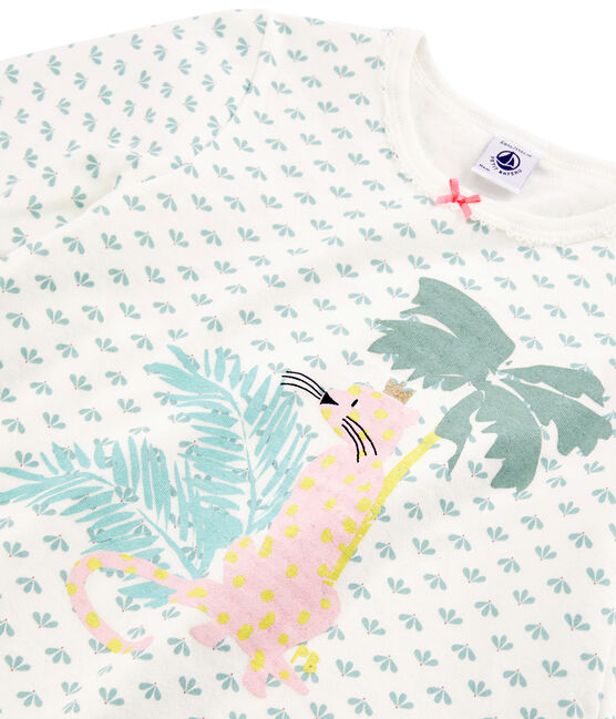 Pyjama petite fille en tubique blanc MARSHMALLOW/blanc MULTICO