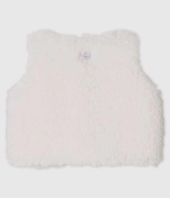 Mouwloze gilet van sherpa babymeisje wit MARSHMALLOW
