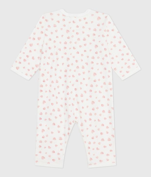 Pyjama b&eacute;b&eacute; en coton sans pieds imprim&eacute; blanc/rose