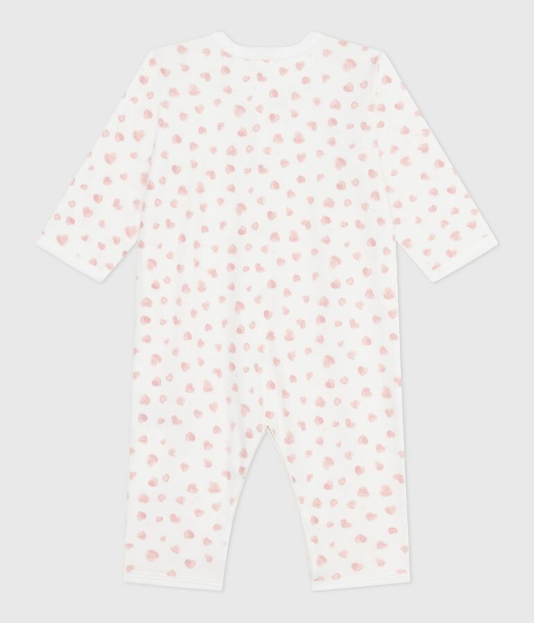 Pyjama b&eacute;b&eacute; en coton sans pieds imprim&eacute; blanc/rose