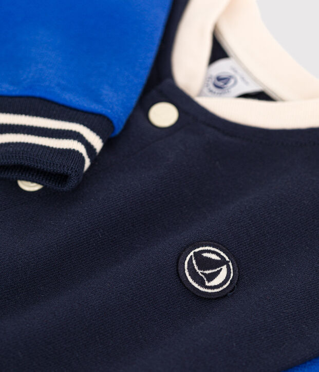 Baseballjasje in fleece voor baby's blauw/blauw