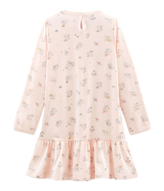 Chemise de nuit petite fille en coton fin rose FLEUR/blanc MULTICO