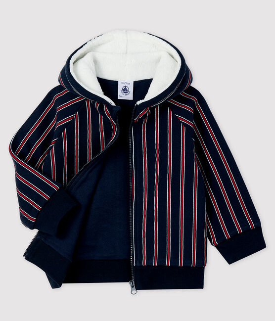 Sweatshirt met capuchon babyjongen blauw SMOKING/wit MULTICO