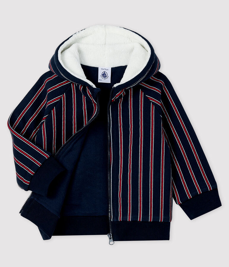 Sweatshirt &agrave; capuche b&eacute;b&eacute; gar&ccedil;on bleu SMOKING/blanc MULTICO