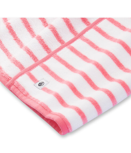 Uniseks badcape in badstof wit LAIT/roze MERVEILLE