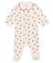 Pyjama in geruwd 1x1 geribd katoen met dessin voor babymeisjes wit MARSHMALLOW/wit MULTICO