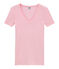 T-shirt femme col V en côte originale rose BABYLONE