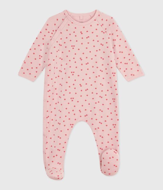 Babypyjama van geruwde fleece met print roze JOLI/wit MULTICO