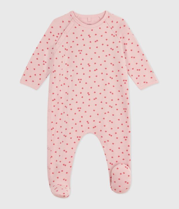 Babypyjama van geruwde fleece met print roze/multicouleur