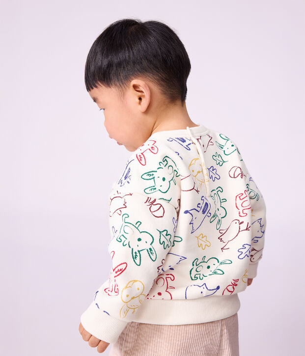 Sweatshirt b&eacute;b&eacute; en coton imprim&eacute; animalier &eacute;cru/multicouleur