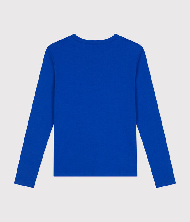 L'Iconique, T-shirt met lange mouw van effen ribstof voor dames blauw