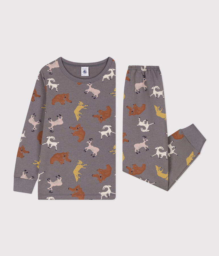 Pyjama animaux en molleton enfant gris/multicouleur