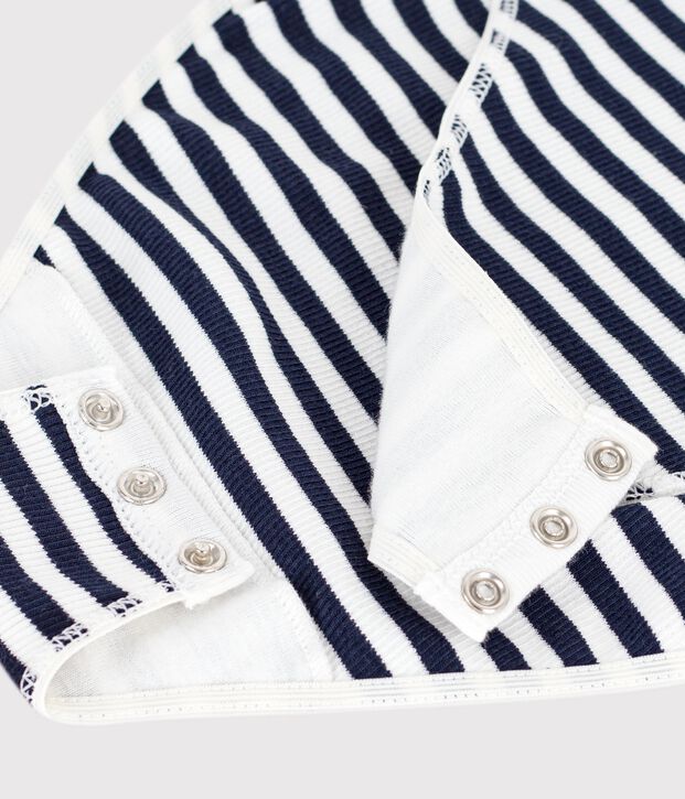 Body femme en coton manches courtes &agrave; rayures bleu/blanc