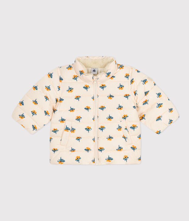 Doudoune imprim&eacute;e capuche r&eacute;tractable b&eacute;b&eacute; &eacute;cru/multicouleur