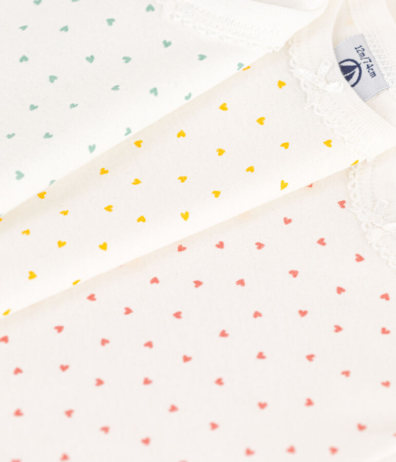 Set van 3 body's met korte mouwen en hartjes in katoen variante 1