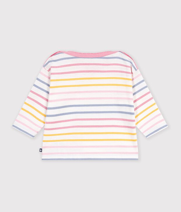 Katoenen babytruitje met matrozenstreepjes wit/multicouleur