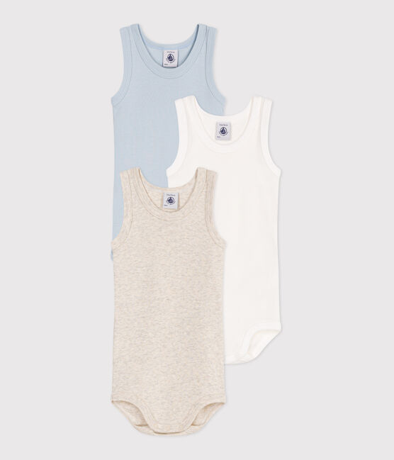 Lot de 3 bodies sans manches en coton uni bébé variante 1