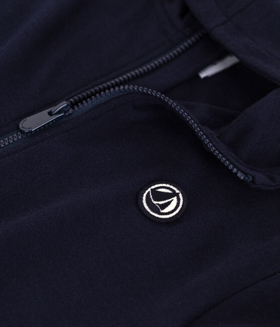 Effen katoenen sweatshirt met rits en kap voor kinderen blauw SMOKING