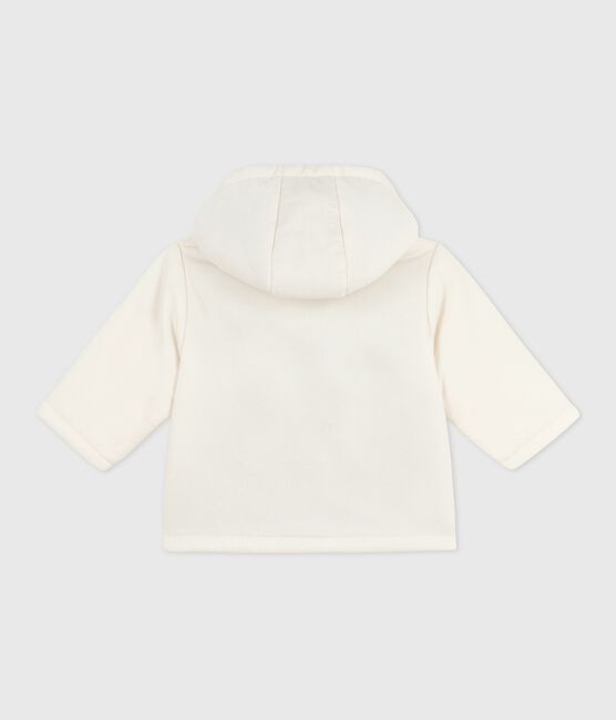 Veste bébé ouatinée en velours brodé et doublure milleraies écru MILK