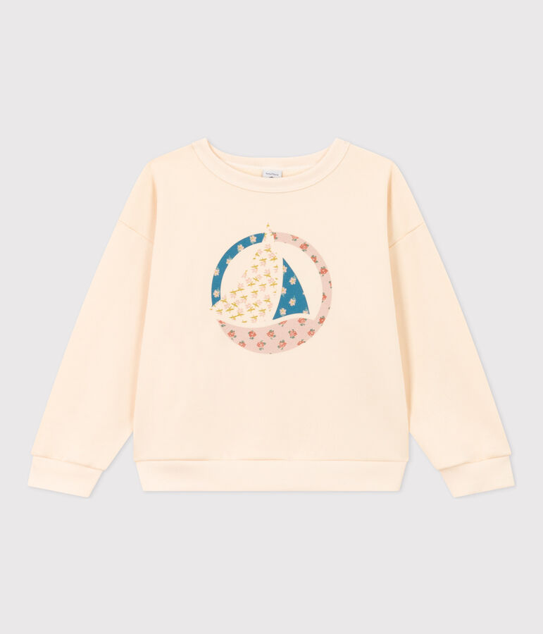 Sweater in molton voor meisjes ecru