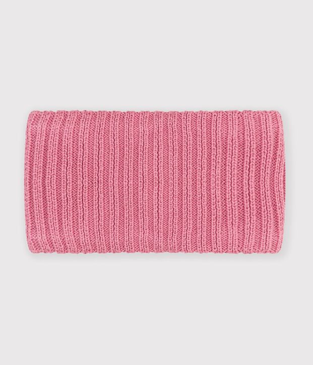 Snood b&eacute;b&eacute; en tricot uni doubl&eacute; polaire rose