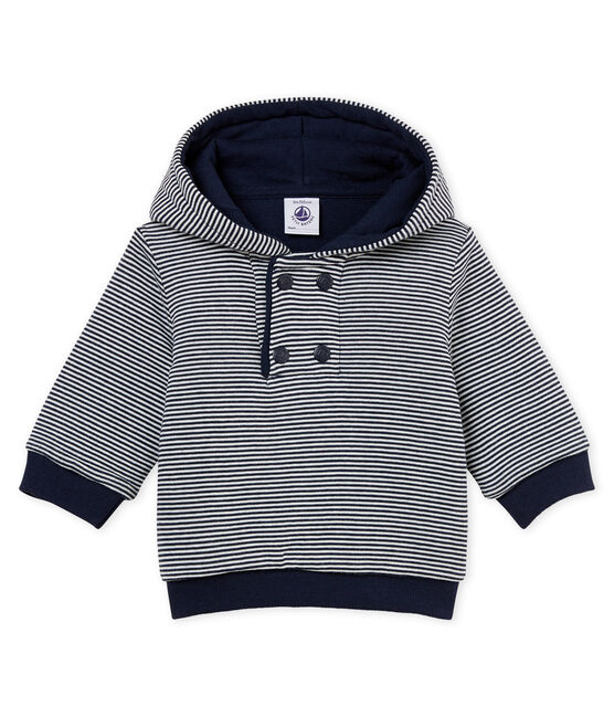 Gestreepte hoodie met wattering voor babyjongens blauw SMOKING/wit MARSHMALLOW