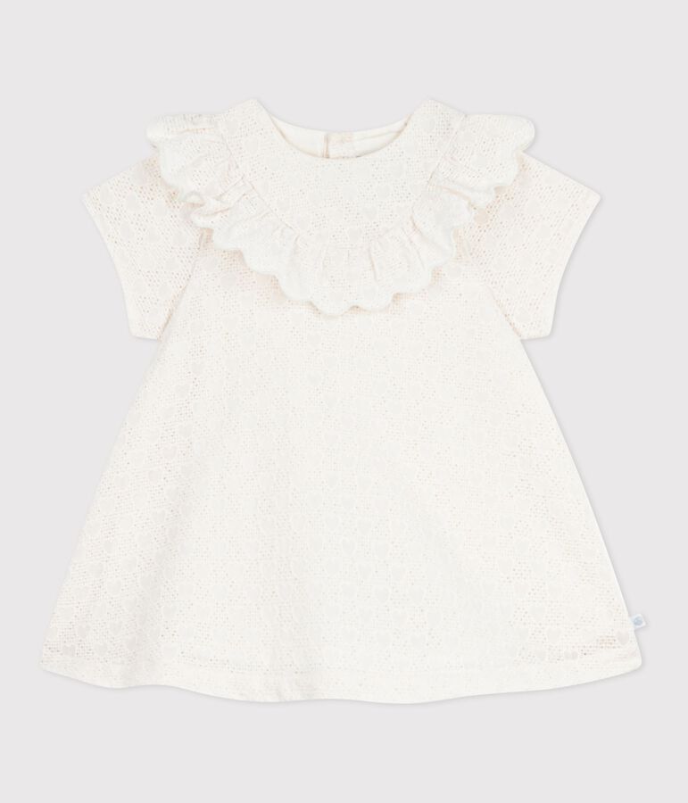 Babyjurkje van broderie anglaise met korte mouwen en hartjesmotief wit MARSHMALLOW