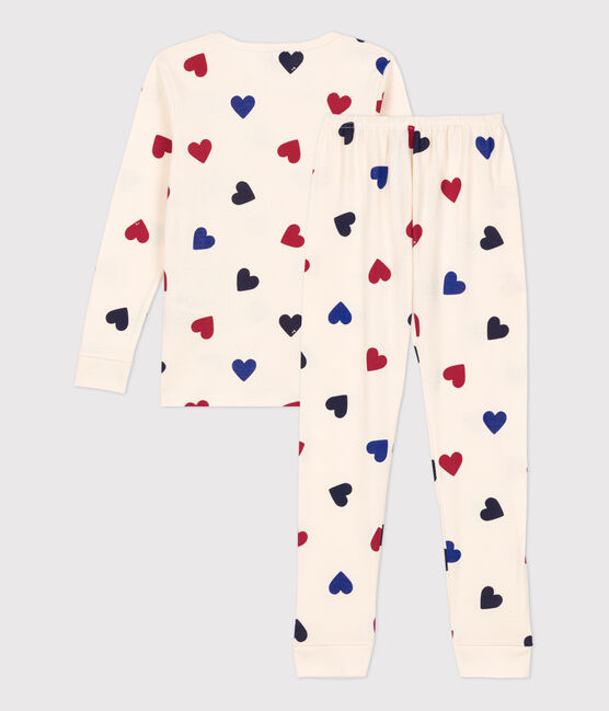 Pyjama ajusté cœur petite fille en coton blanc AVALANCHE/ MULTICO