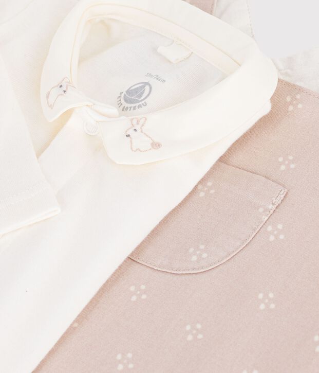 Ensemble salopette et body b&eacute;b&eacute; en coton avec col uni multicouleur