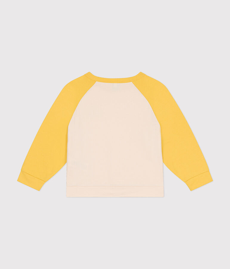 Sweatshirt en molleton l&eacute;ger enfant &eacute;cru/jaune