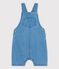Korte lichte tuinbroek van biologisch denim voor baby's blauw DENIM CLAIR