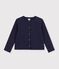 Cardigan enfant en coton uni bleu marine