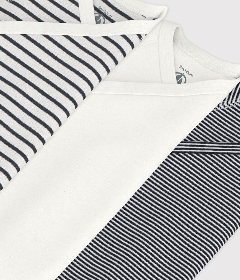 SET VAN 3 OVERSLAGBODY'S MET KORTE MOUWEN EN STREEPJES VAN KATOEN multicouleur