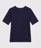 Dames-T-shirt van effen katoen met korte mouwen blauw