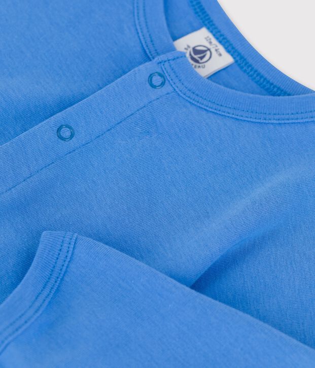 Babyvestje met vleermuismouwtjes in katoen blauw