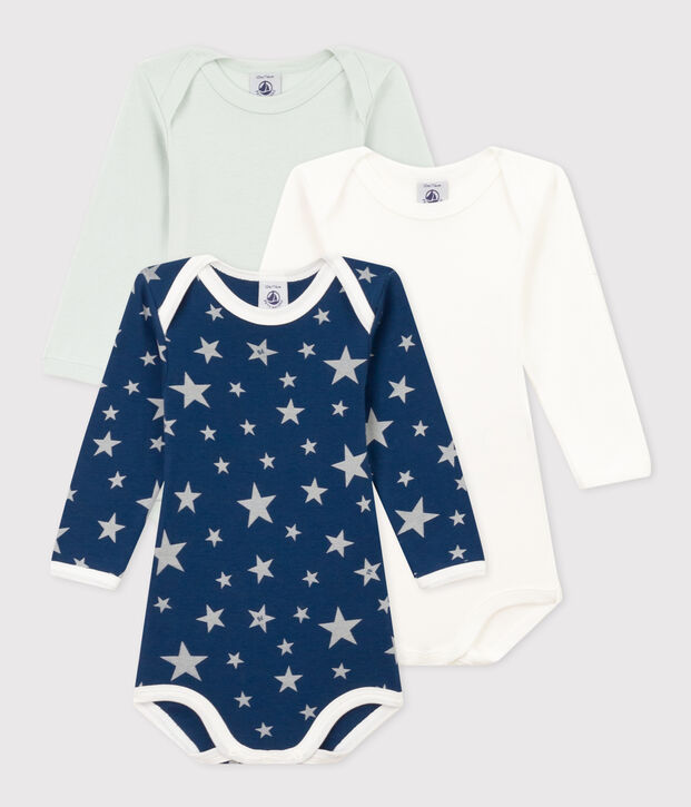 Lot de 3 bodies manches &eacute;toiles phosphorescentes b&eacute;b&eacute; en coton multicouleur