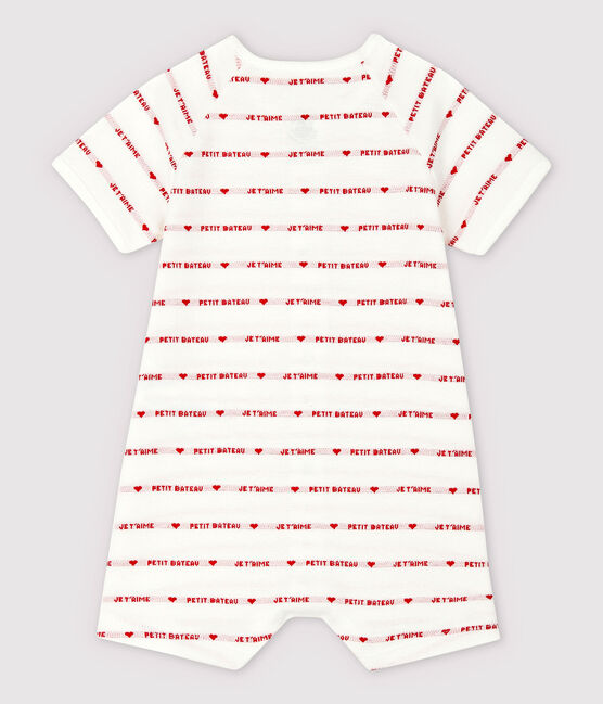 Combicourt Petit Bateau Je t'aime en jacquard en coton biologique blanc MARSHMALLOW/rouge PEPS