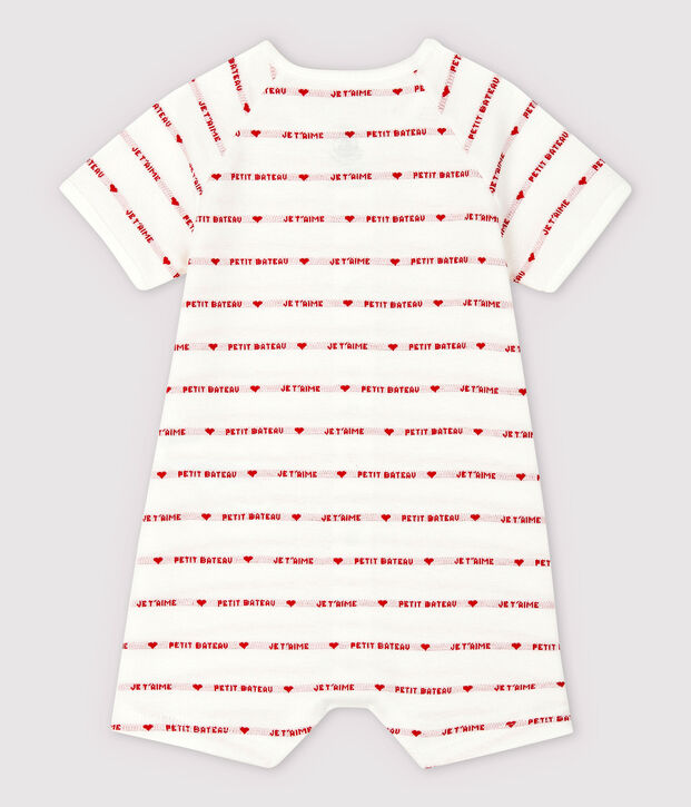Petit Bateau je 'aime jacquard playsuit van biologisch katoen wit/rood