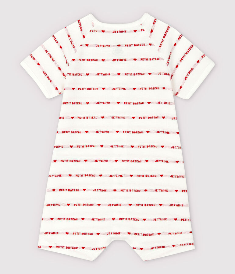 Petit Bateau je 'aime jacquard playsuit van biologisch katoen wit/rood