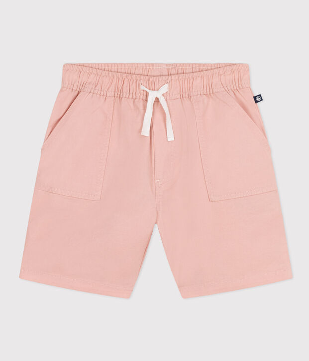 Short en twill de coton et lin enfant rose