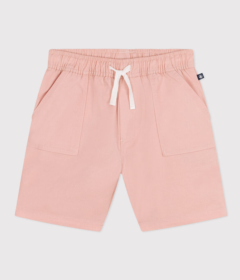 Short en twill de coton et lin enfant rose