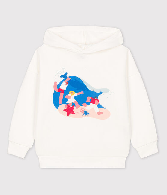 Sweatshirt jongen Petit Bateau x Water Family wit MARSHMALLOW