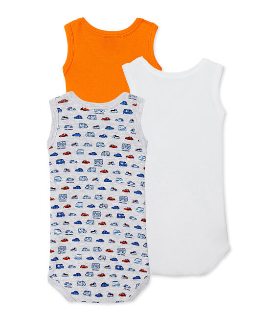 Lot de 3 bodies bébé garçon sans manches blanc .
