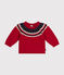 Gebreid babytruitje met wol rood STOP/ MULTICO
