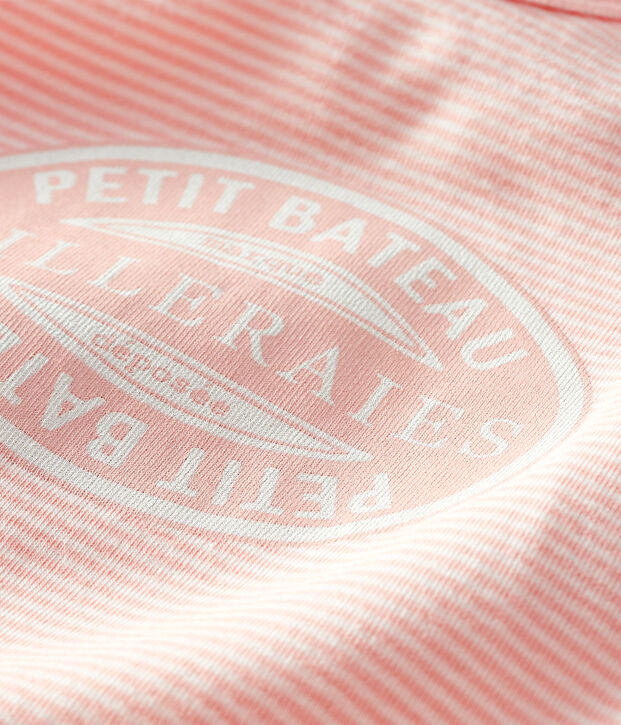 Slaappakje zonder voetjes van ribstof oranje/wit