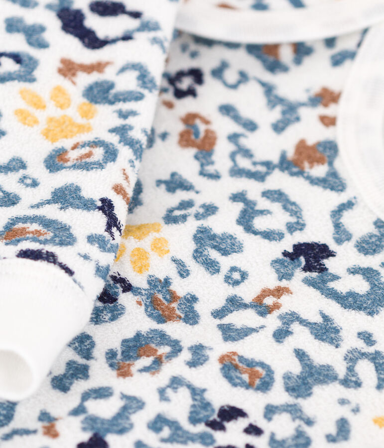 Pyjama b&eacute;b&eacute; en bouclette &eacute;ponge blanc/multicouleur