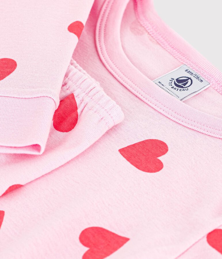 Pyjama tr&egrave;s ajust&eacute; enfant en coton imprim&eacute; c&oelig;urs MARQUISE/ PEACHY